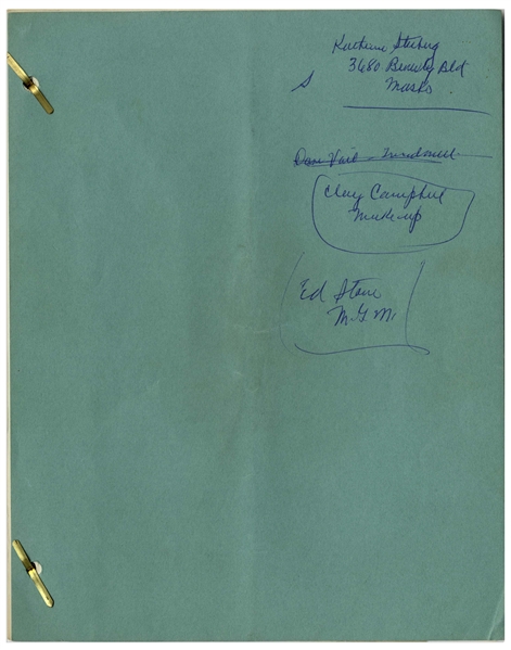 Moe Howard's 8pp. Script Dated December 1955 for The Three Stooges Film ''Hot Stuff'',  the ''Fake Shemp'' Film -- With Moe's Notes on Back Cover & Additional 2pp. of Shot List -- Very Good Condition